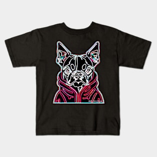 Neon Boston Terrier Pop Art Kids T-Shirt